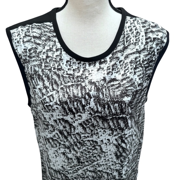 HELMUT LANG RESID PRINT BLACK SOLID BACK ROUND NECK SLEEVELESS SATIN BLOUSE - Picture 5 of 15